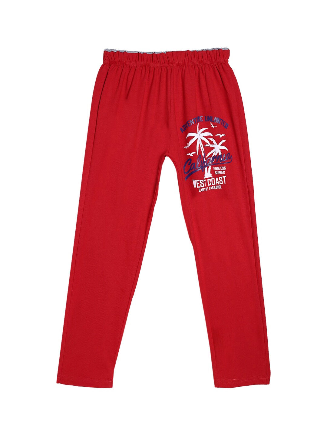 

SWEET ANGEL Boys Red & White Carlifornia Printed Straight-Fit Pure Cotton Track Pants