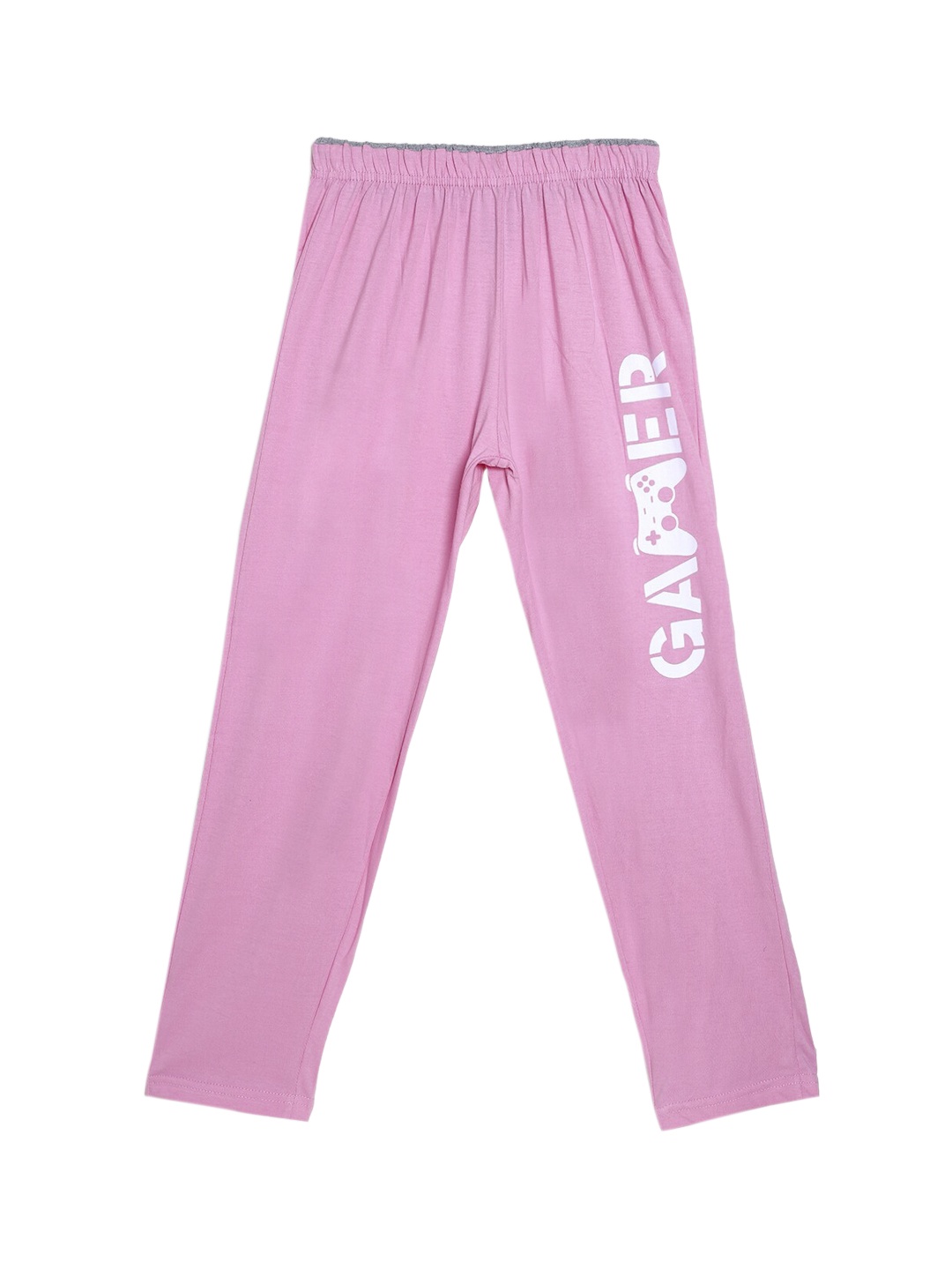 

SWEET ANGEL Boys Pink & White Printed Pure Cotton Straight-Fit Track Pants