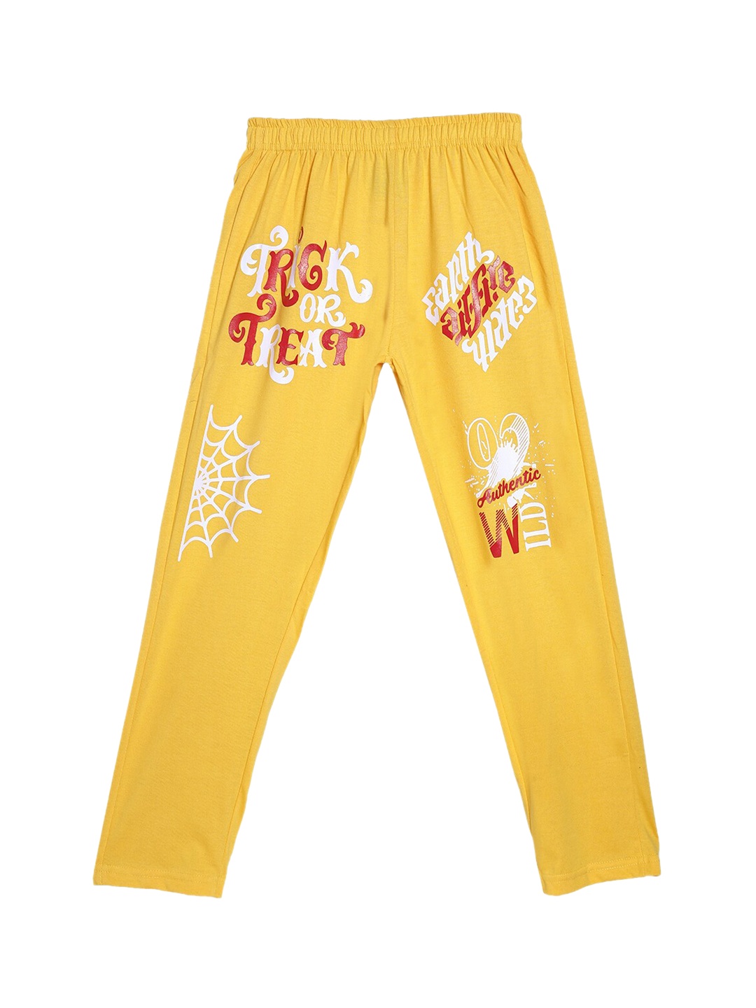 

SWEET ANGEL Boys Yellow & White Printed Pure Cotton Straight-Fit Track Pants