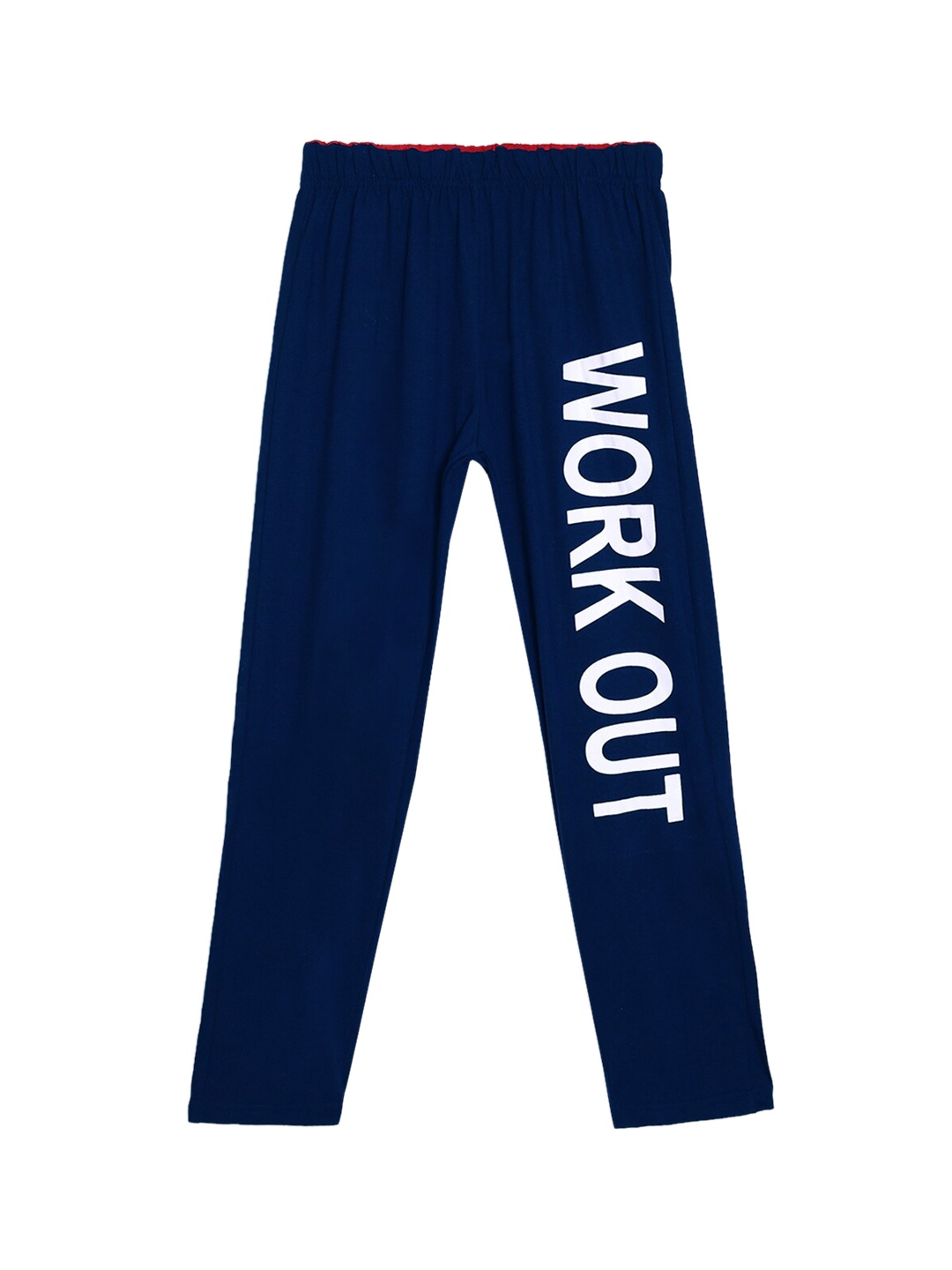 

SWEET ANGEL Boys Navy Blue & White Typography Printed Straight-Fit Pure Cotton Track Pants