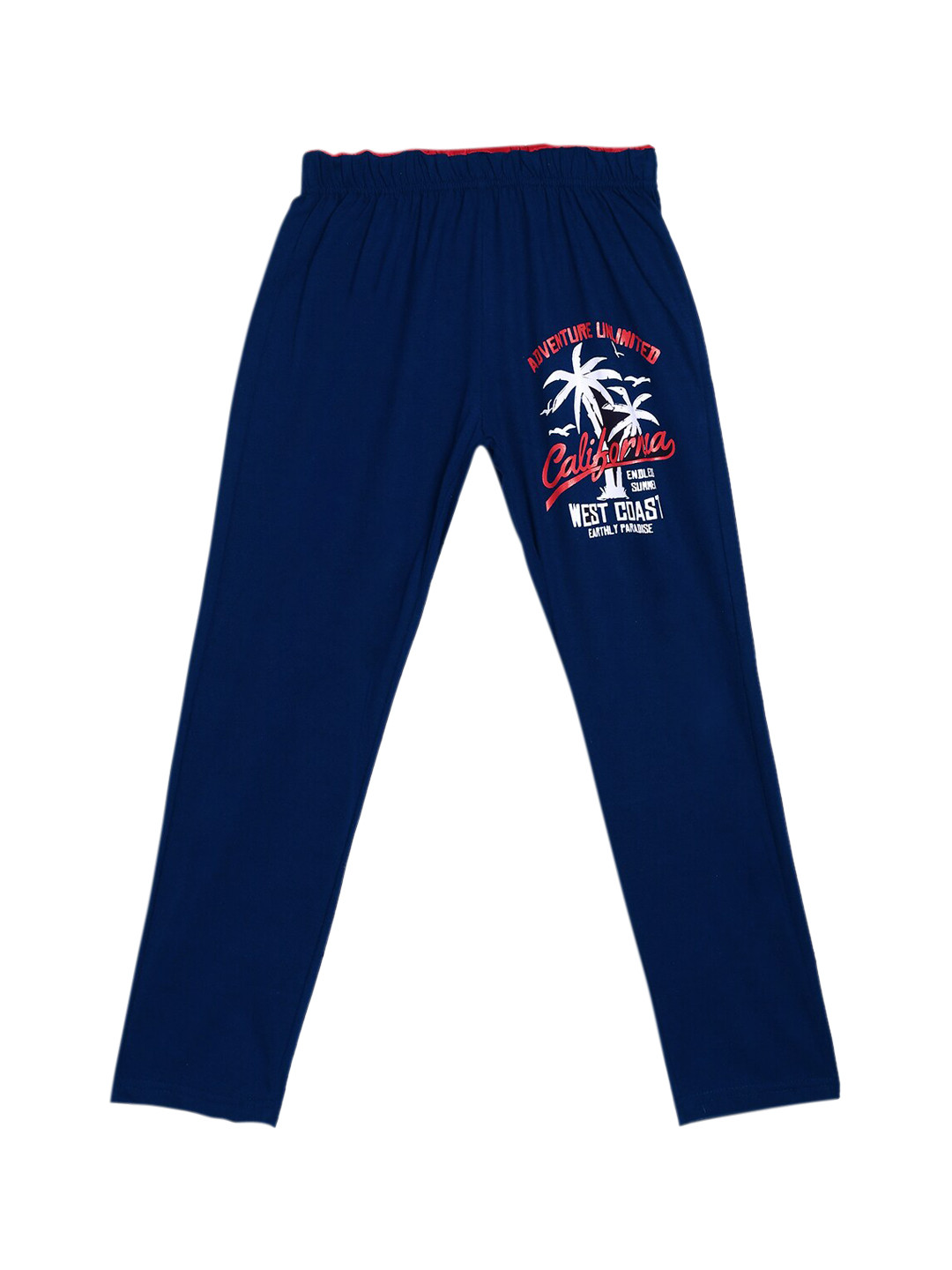 

SWEET ANGEL Boys Navy Blue & Red Carlifornia Printed Straight-Fit Pure Cotton Track Pants