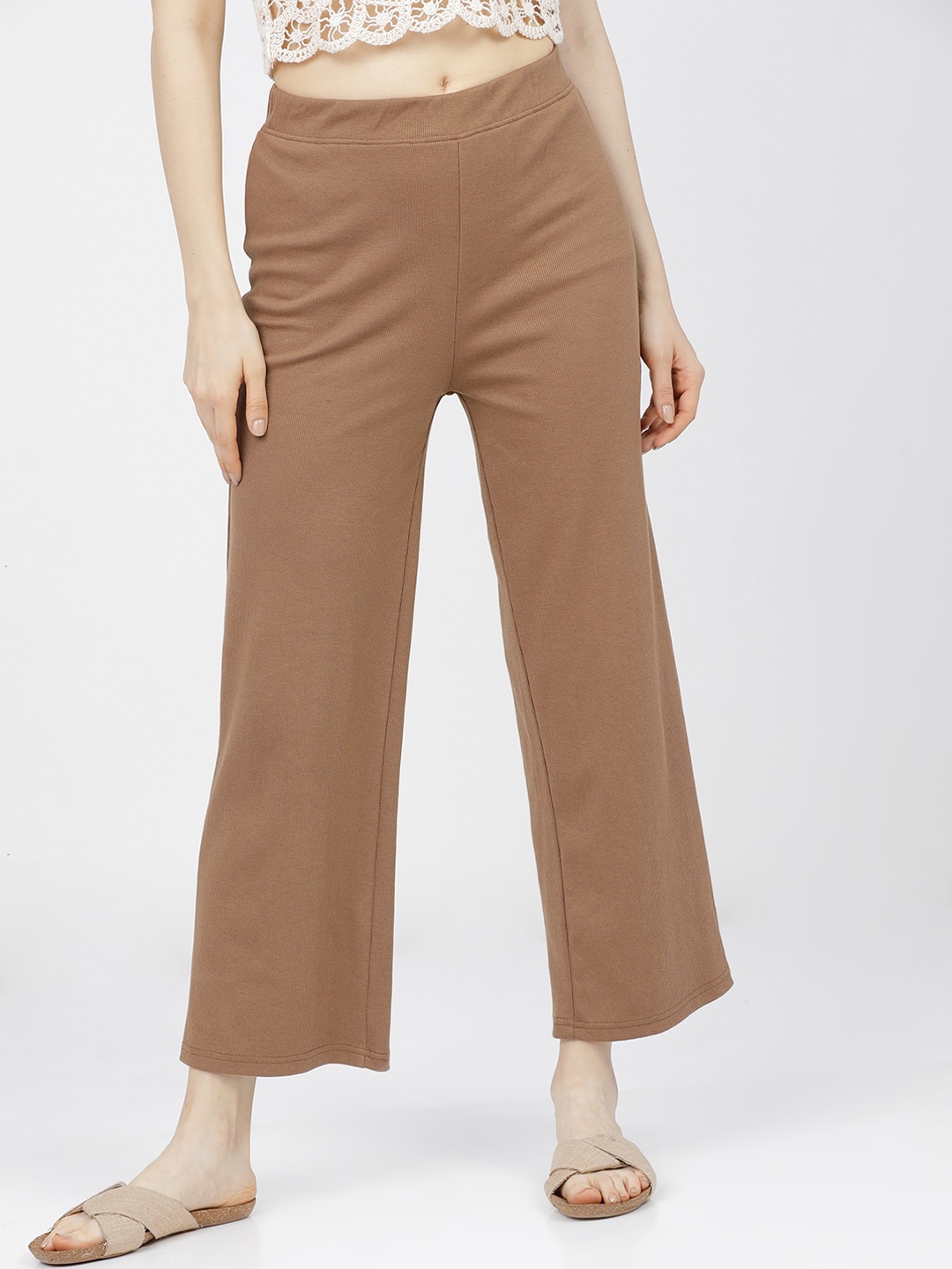 

Tokyo Talkies Women Brown Parallel Trousers