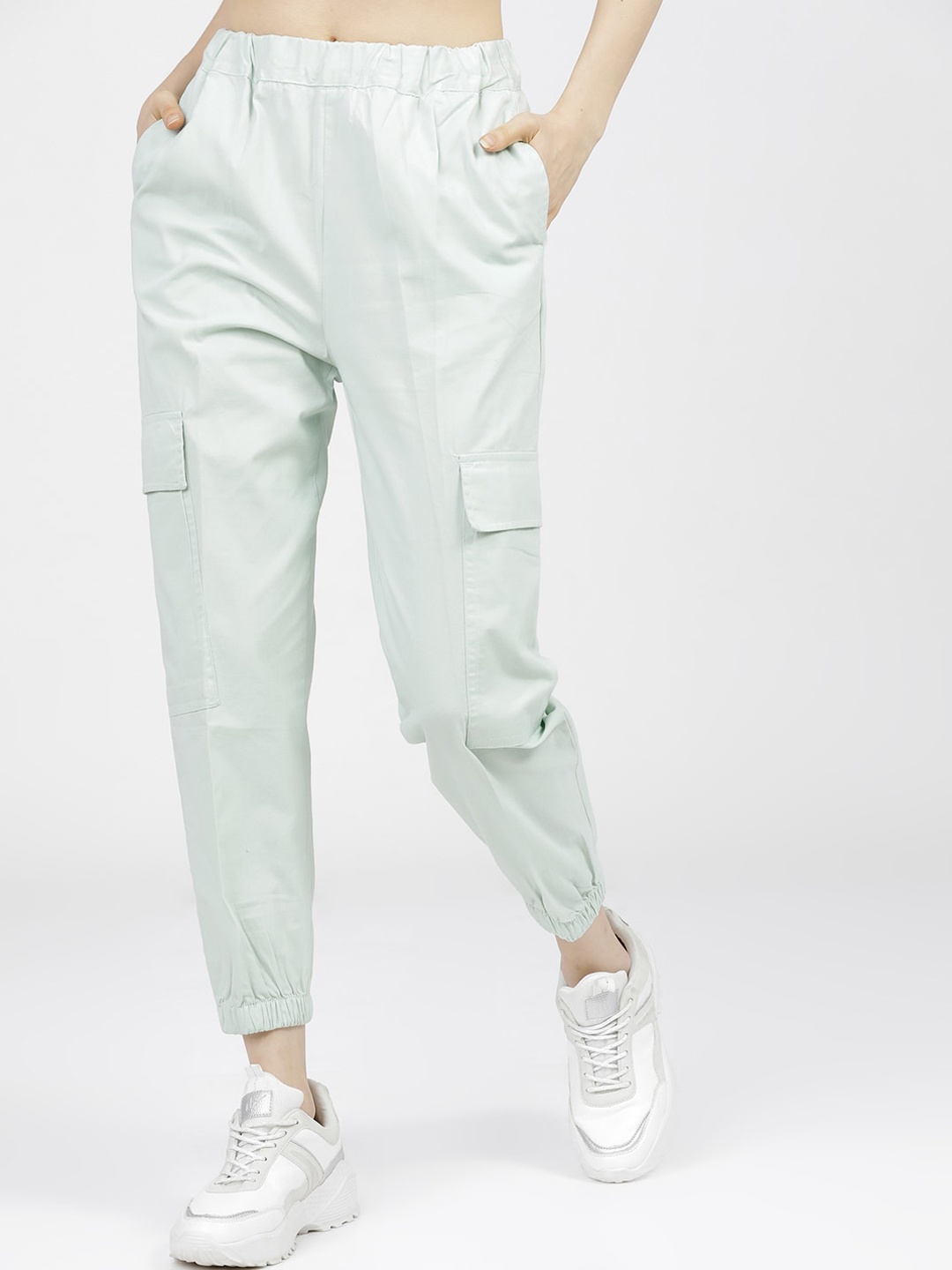 

Tokyo Talkies Women Mint Green Solid Joggers