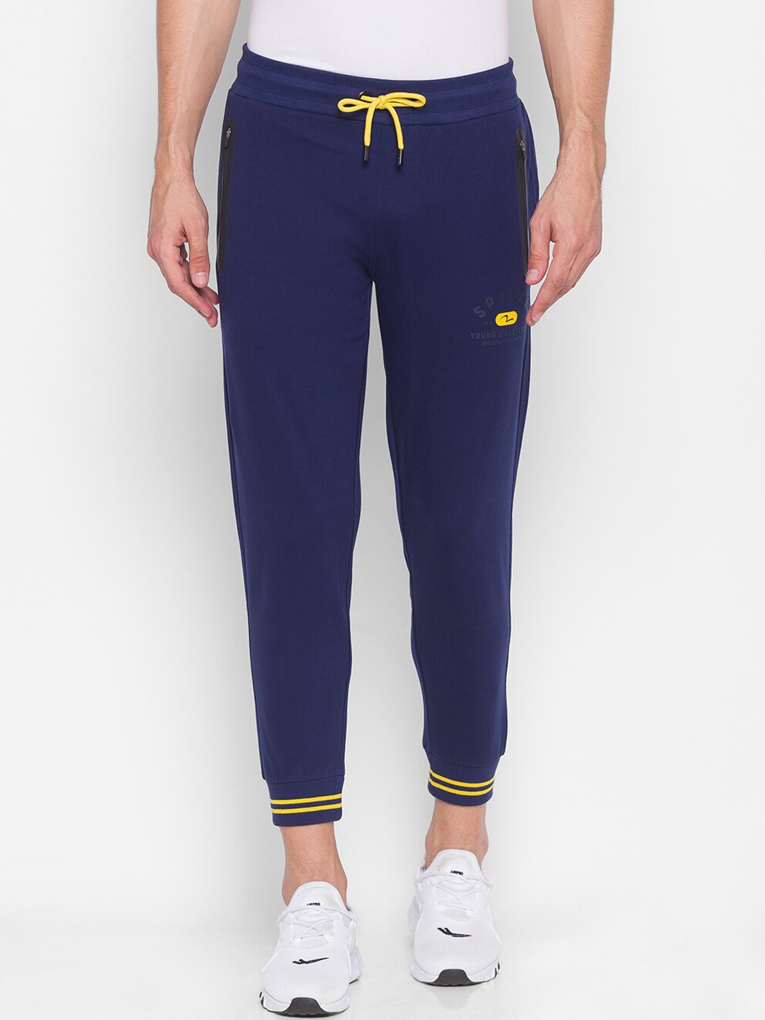 

SPYKAR Men Blue Solid Relaxed-Fit Pure Cotton Joggers