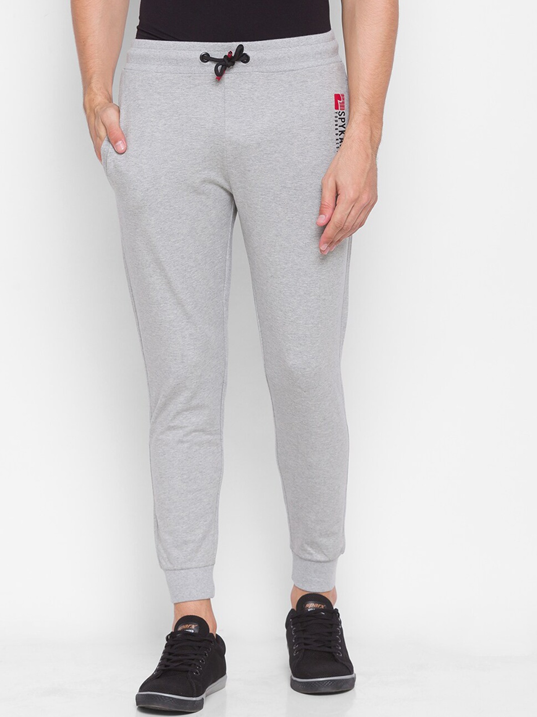 

SPYKAR Men Grey Solid Pure Cotton Relaxed-Fit Joggers