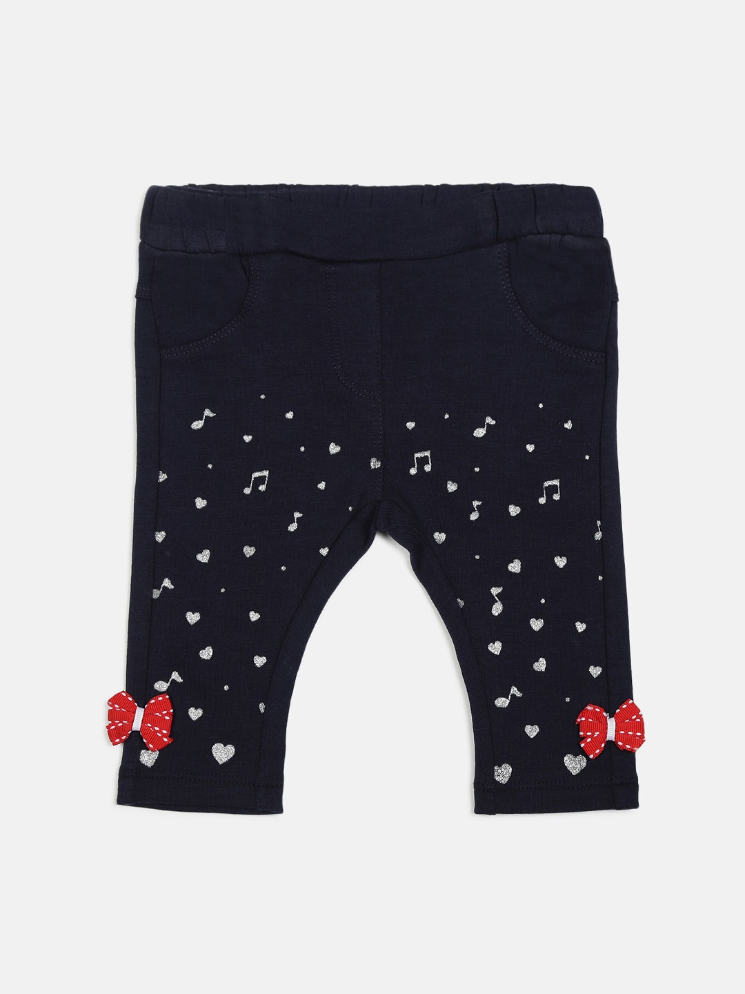 

Chicco Girls Navy Blue & White Printed Leggings