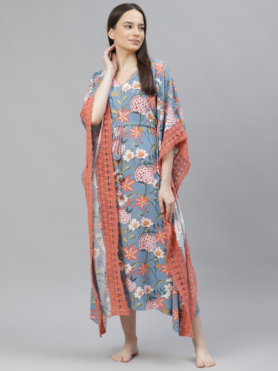 

Readiprint Fashions Blue Printed Kaftan Dress