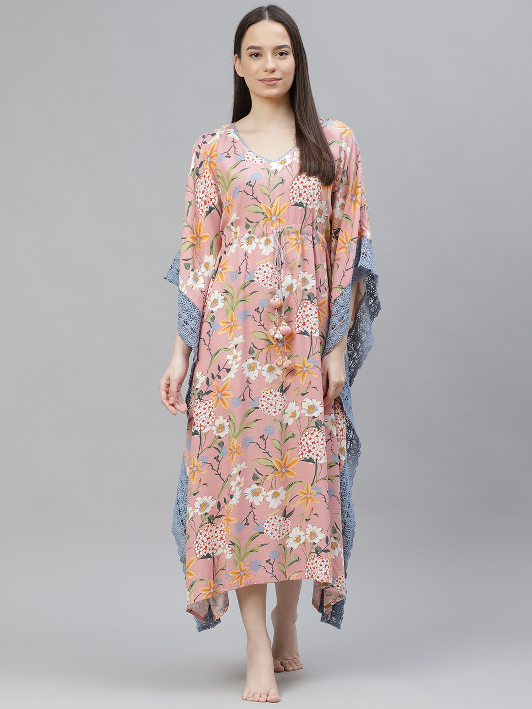 

Readiprint Fashions Pink Printed Kaftan Dress