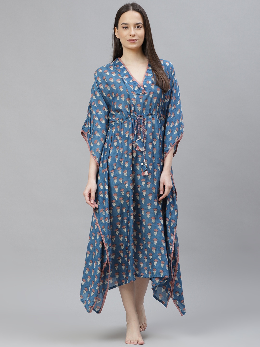 

Readiprint Fashions Blue Printed Cotton Kaftan Dress