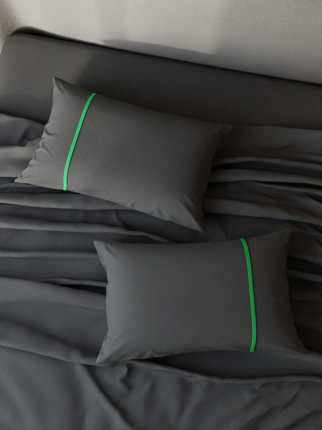 

Stoa Paris Set Of 2 Grey & Green Solid Pure Cotton 144 TC Pillow Covers