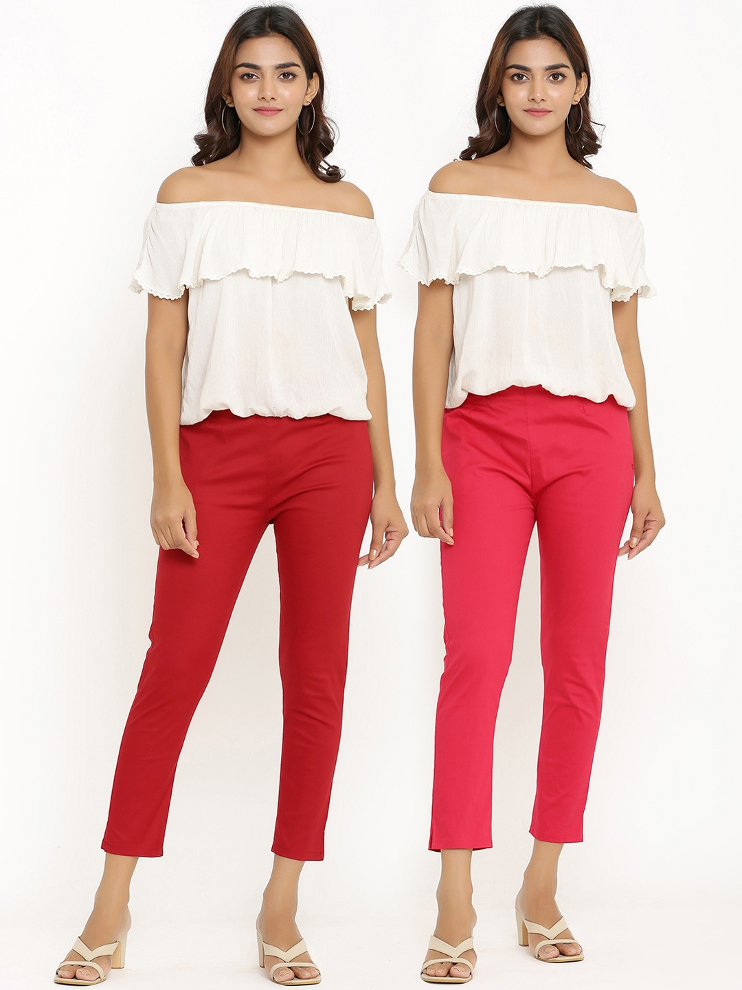 

ANAISA Women Maroon Slim Fit Trousers