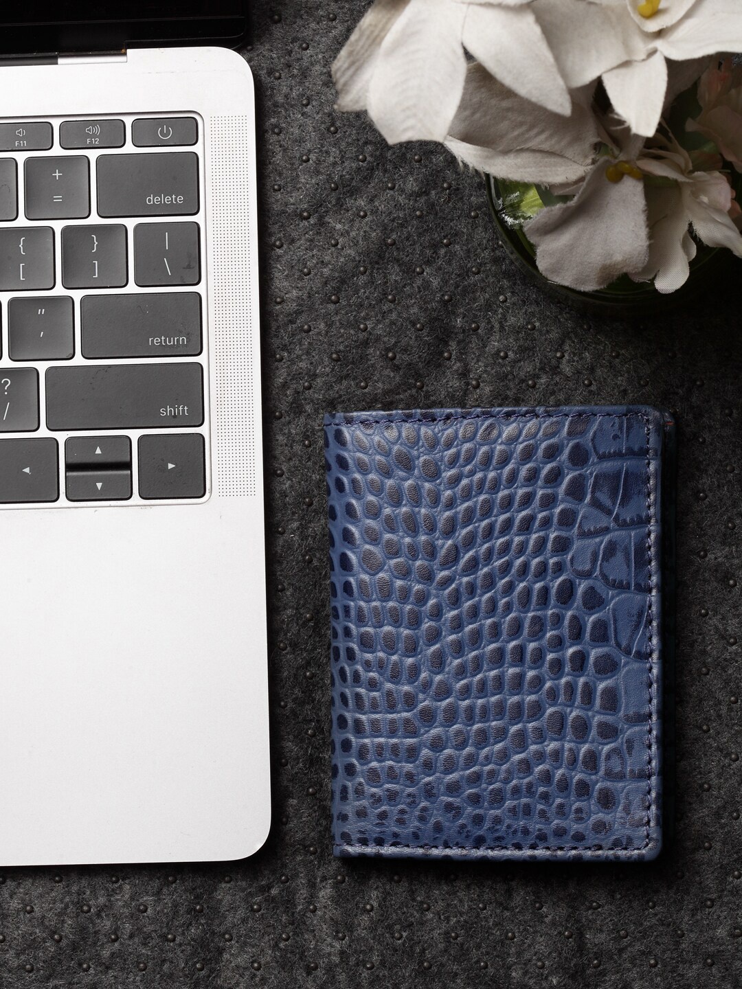 

IMUR Men Blue & Tan Textured Leather Two Fold Wallet