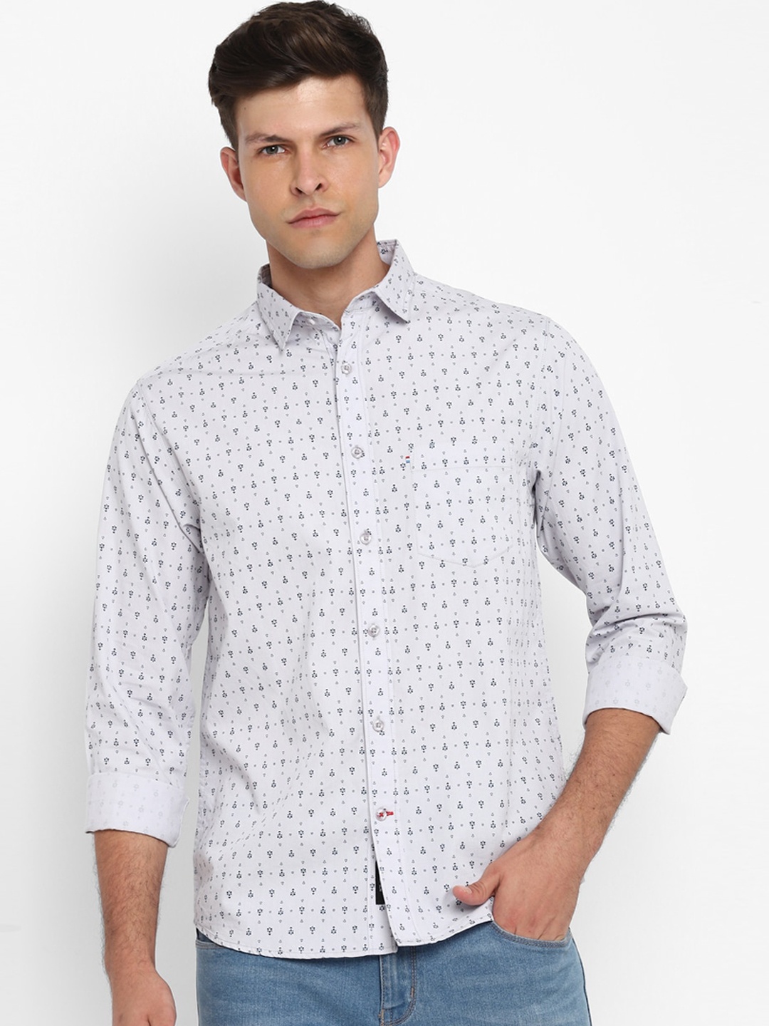 

Red Chief Men Light Purple Printed Casual Shirt