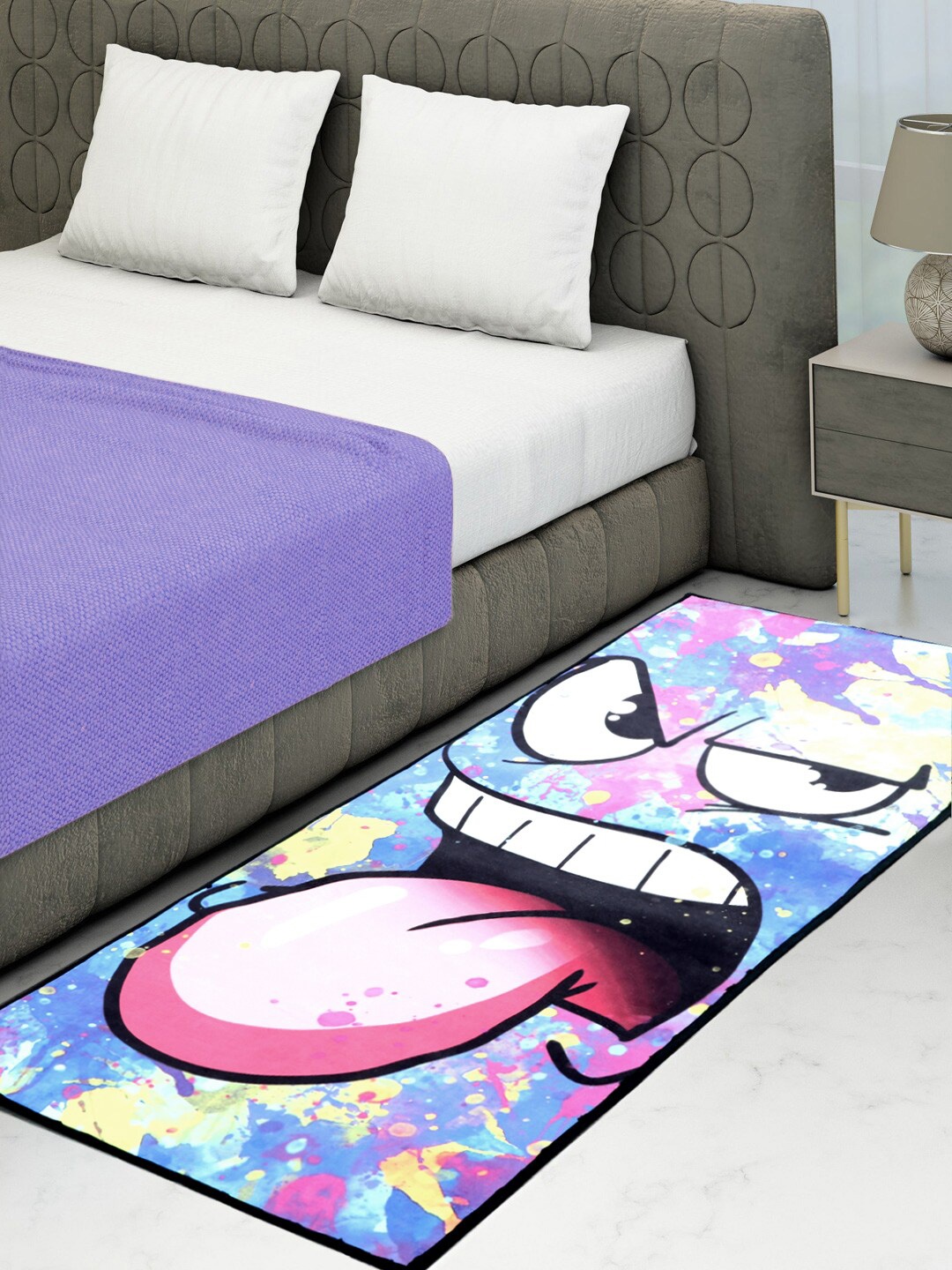 

BELLA TRUE Blue & Pink Digital Printed Rectangular Anti-Skid Bed Runner