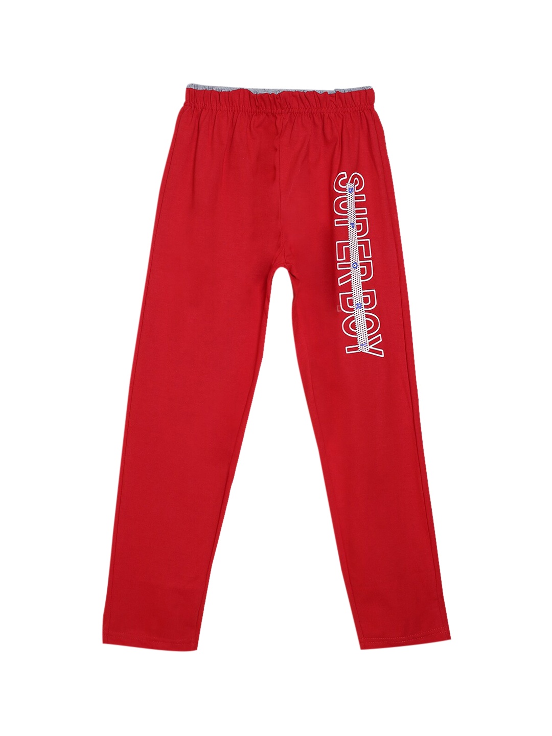 

SWEET ANGEL Girls Red & White Typography Printed Straight-Fit Pure Cotton Track Pants