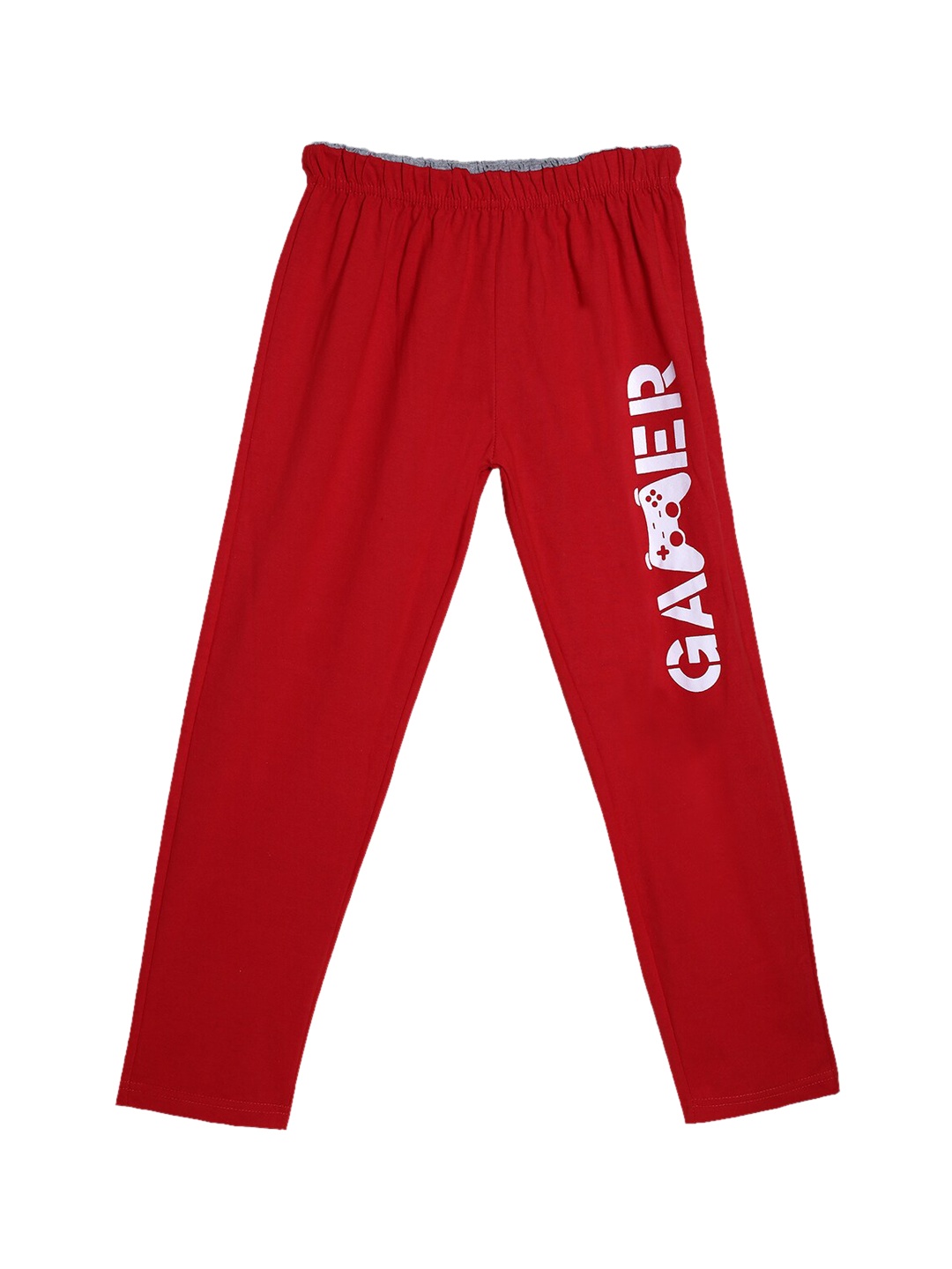 

SWEET ANGEL Girls Red & White Typography Printed Pure Cotton Straight-Fit Track Pants