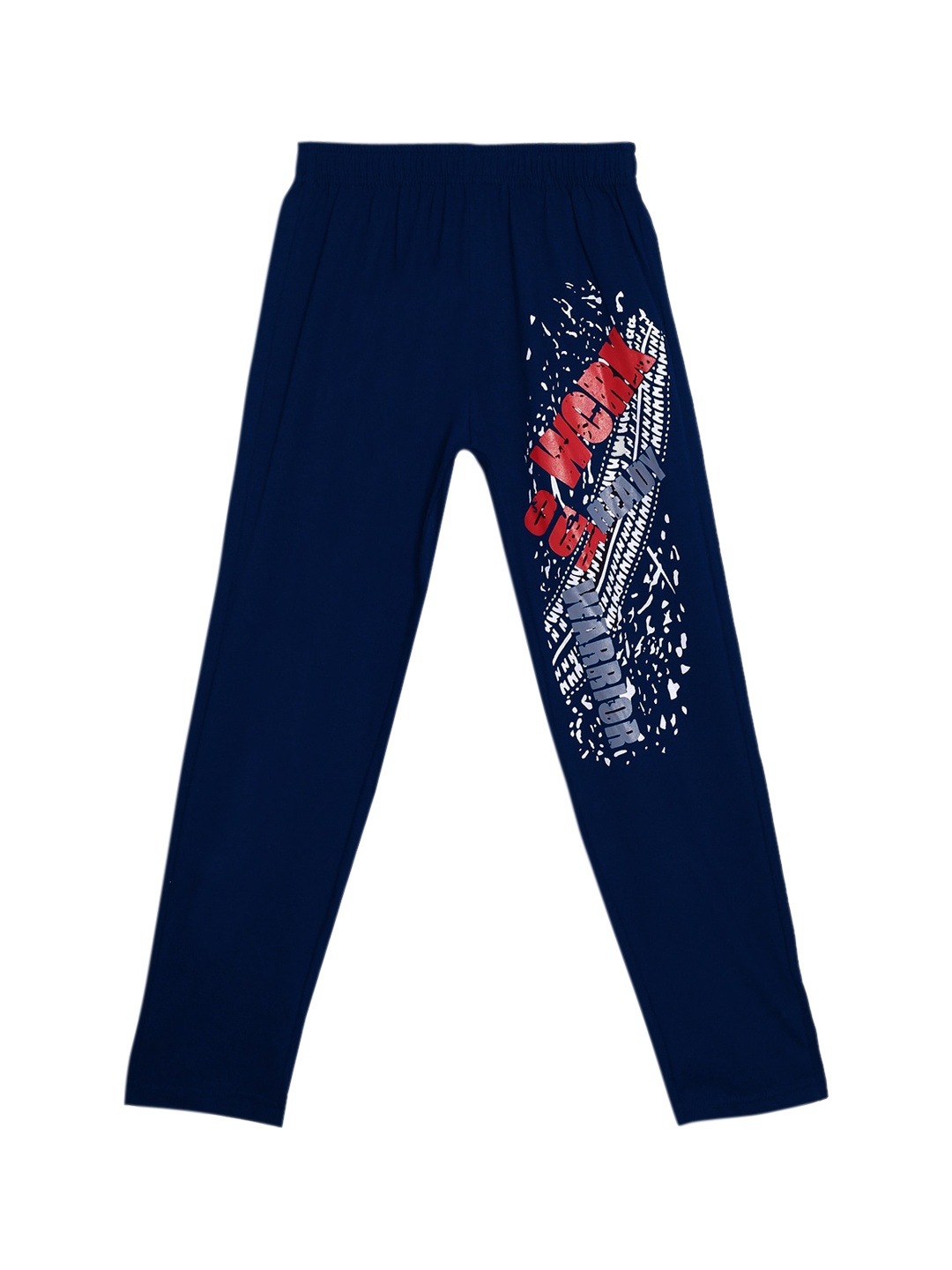 

SWEET ANGEL Girls Navy Blue & Red Graphic Printed Pure Cotton Straight-Fit Track Pants