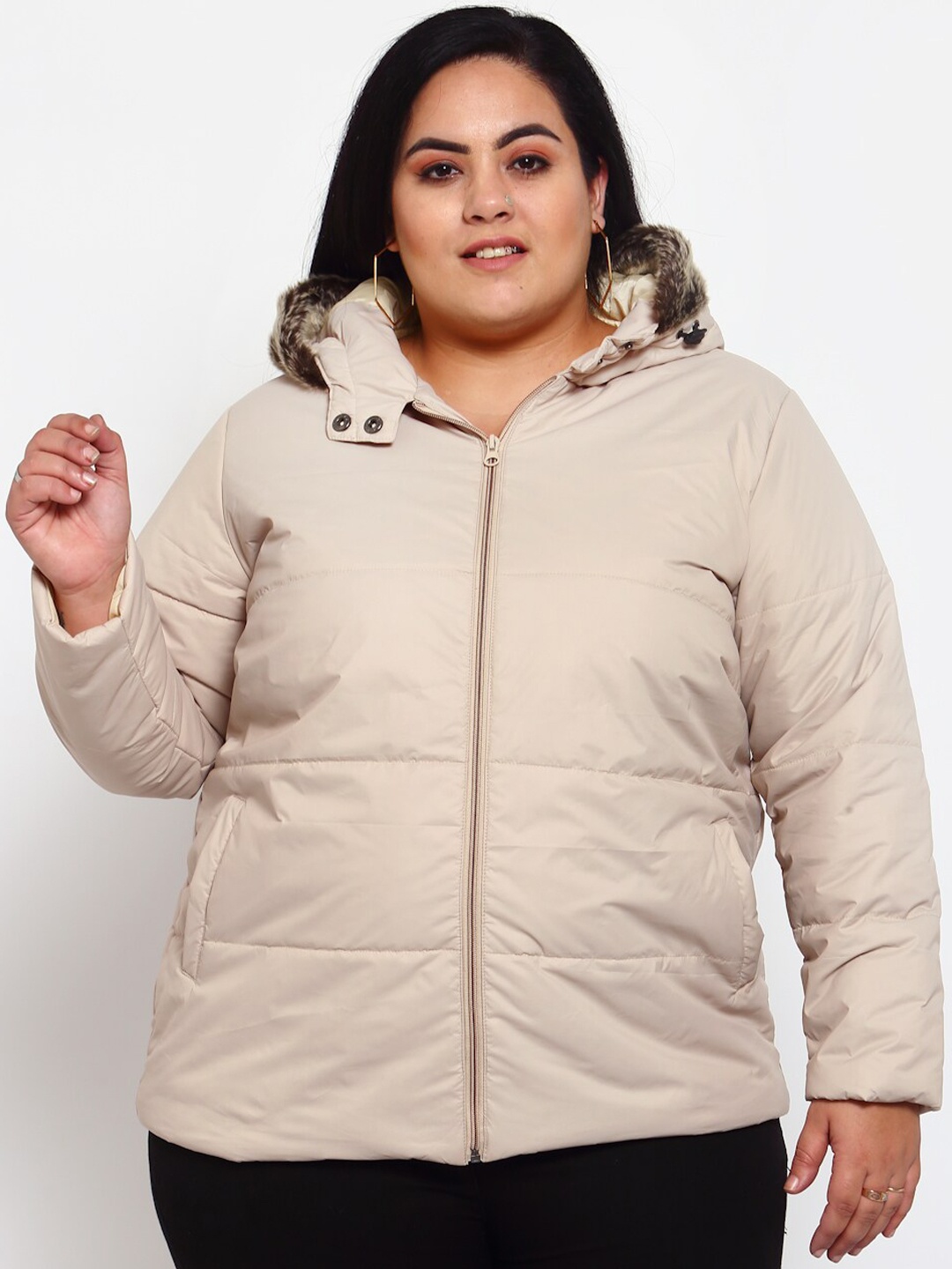 

plusS Women Beige Puffer Jacket