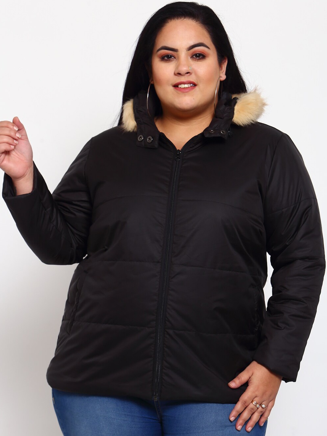 

plusS Women Black Bomber Jacket