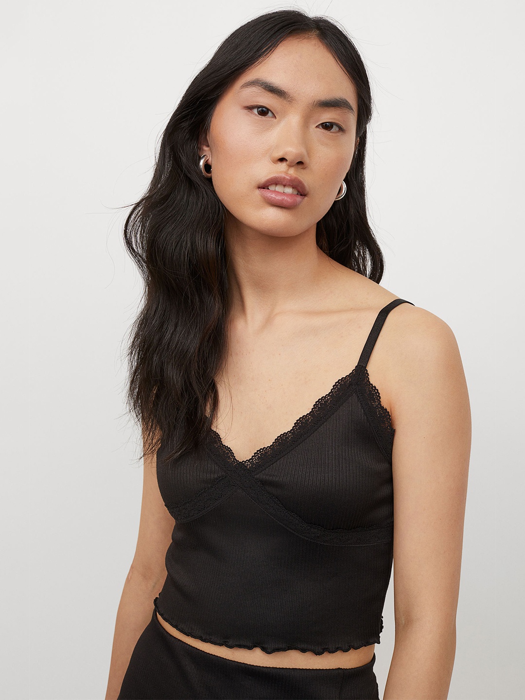 

H&M Women Black Ribbed Top