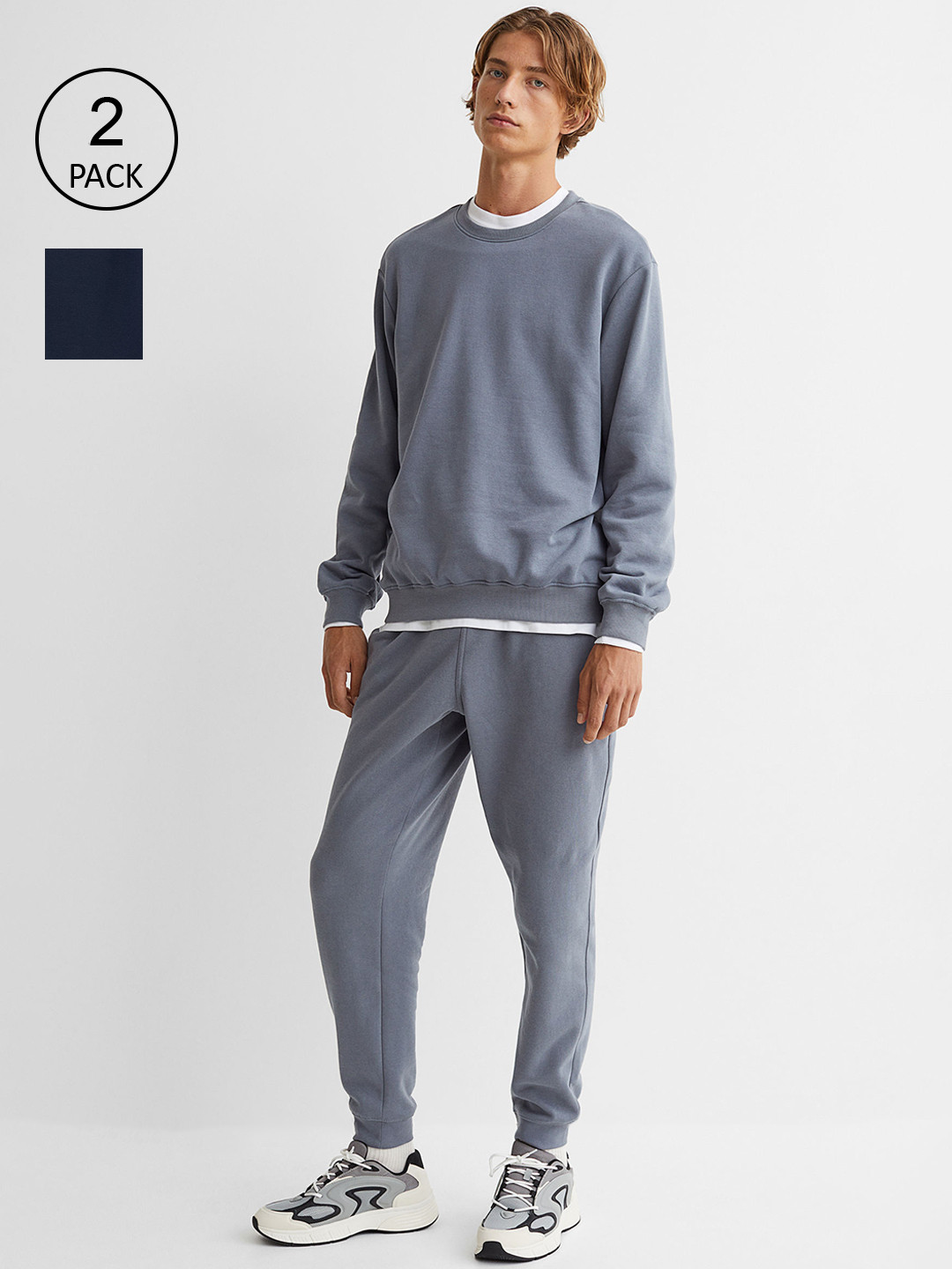 

H&M Men Grey & Navy Blue 2-Pack Regular Fit Joggers