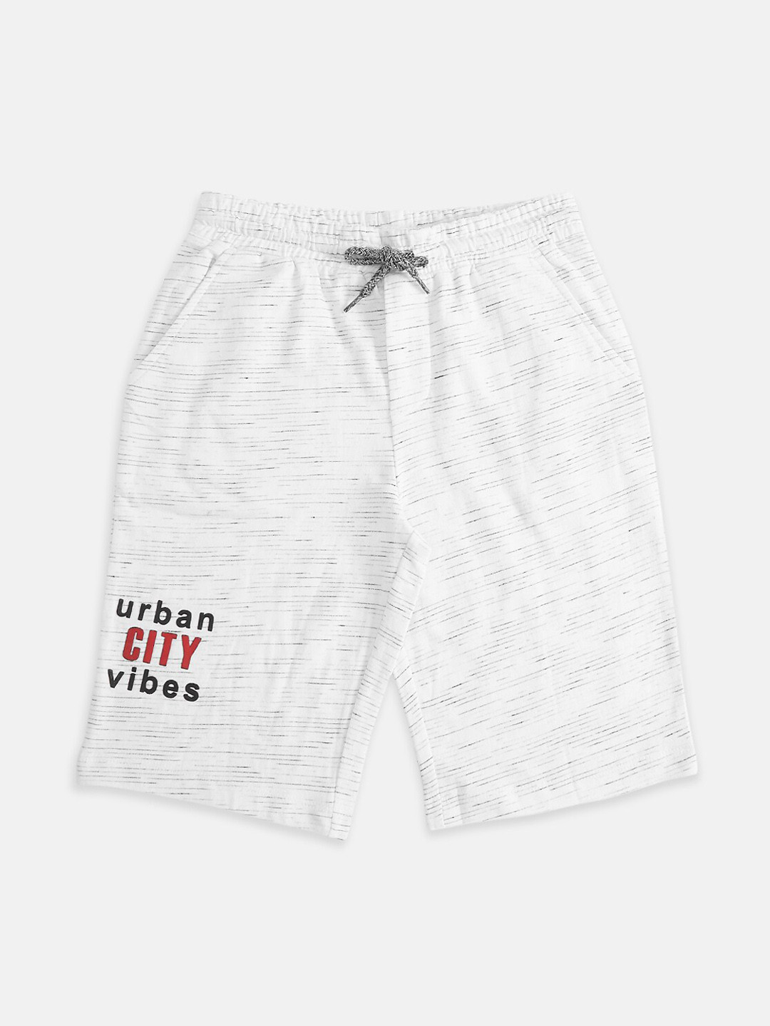 

Pantaloons Junior Boys White Printed Mid-Rise Pure Cotton Regular Shorts