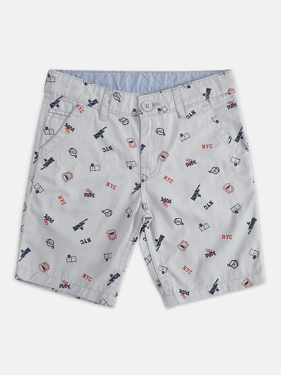 

Pantaloons Junior Boys Grey Printed Cotton Shorts