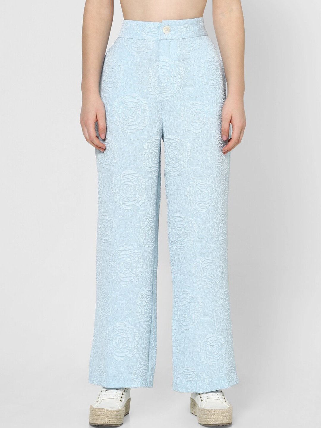 

ONLY Women Blue High-Rise Parallel Trousers