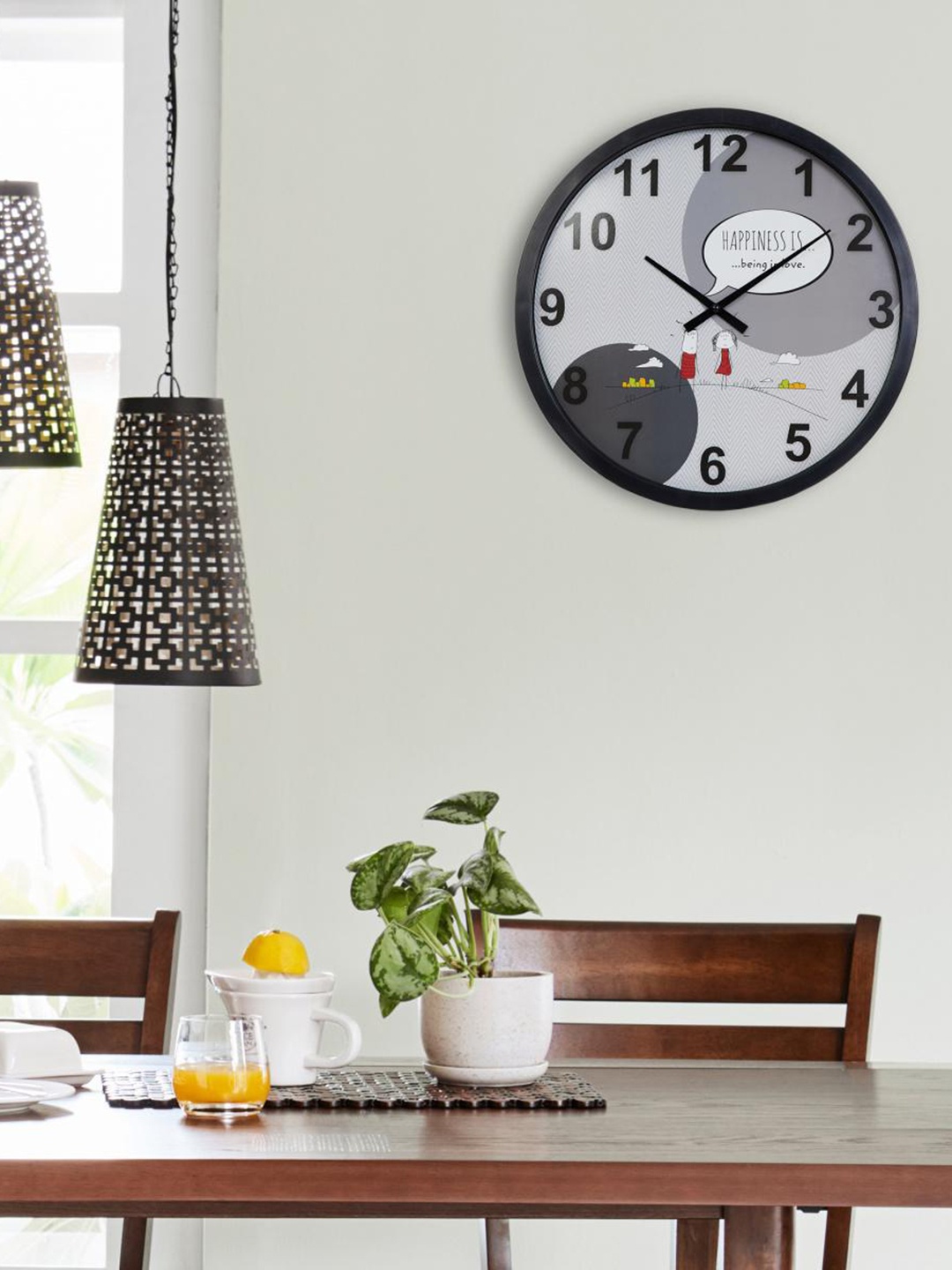 

Home Centre Grey & Black Happiness Is Round Wall Clock