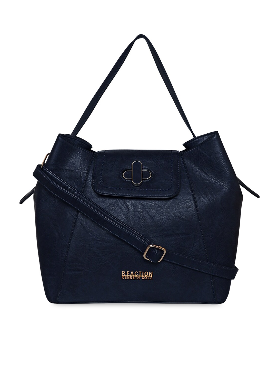 

Kenneth Cole Navy Blue PU Structured Handheld Bag with Quilted