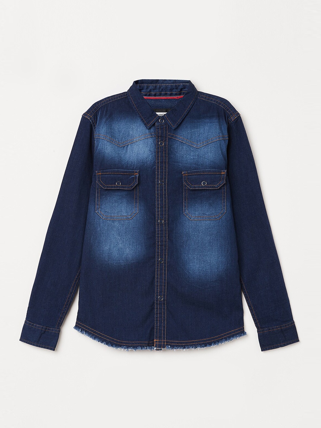 

Denimize by Fame Forever Boys Blue Slim Fit Faded Opaque Faded Casual Shirt