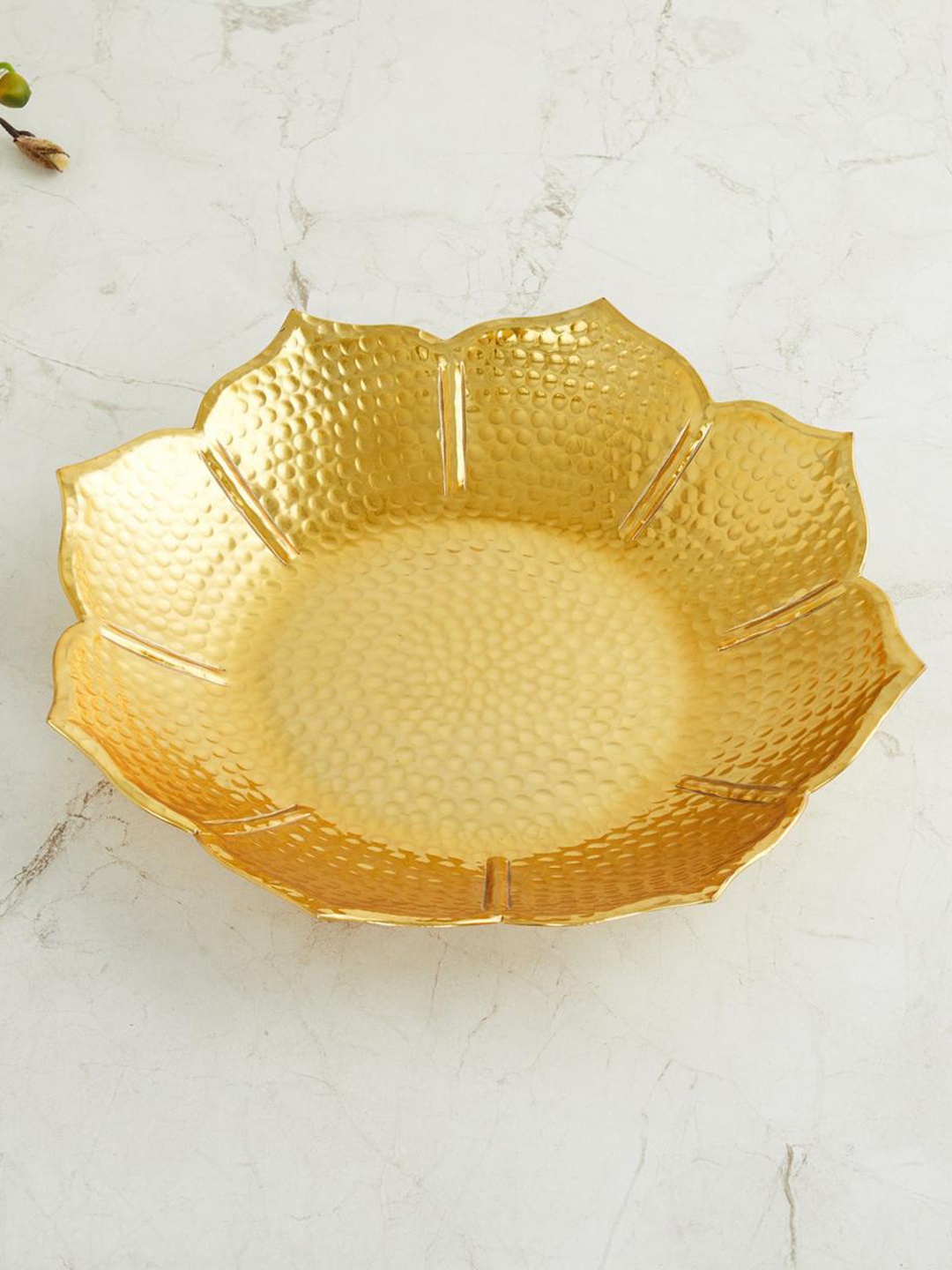 

Home Centre Gold-Toned Hammered Fiesta Gian Metal Decorative Flower Bowl