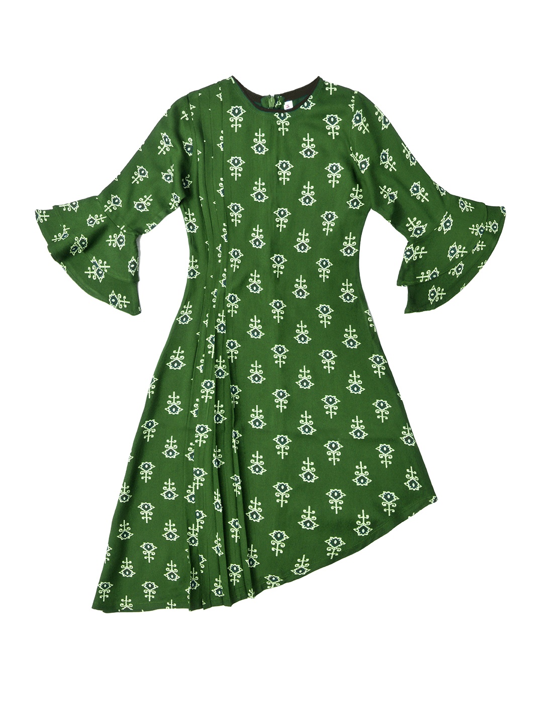 

Hunny Bunny Girls Green & White Pure Cotton Printed Pure Cotton A-Line Kurti