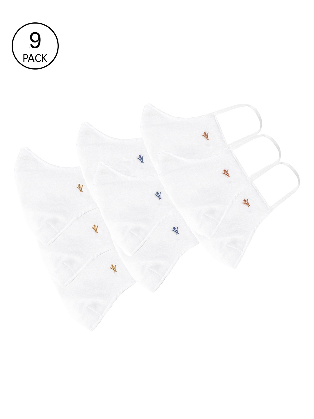 

Ramraj Unisex Pack Of 9 White Solid 3-Ply Reusable Woven Cloth Masks