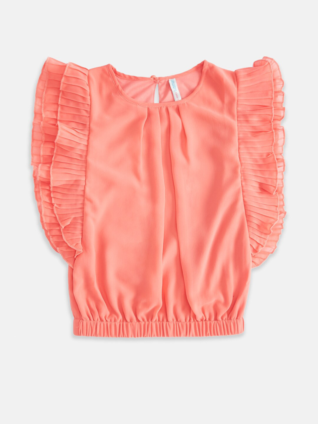 

Pantaloons Junior Coral Pure Silk Georgette Blouson Top