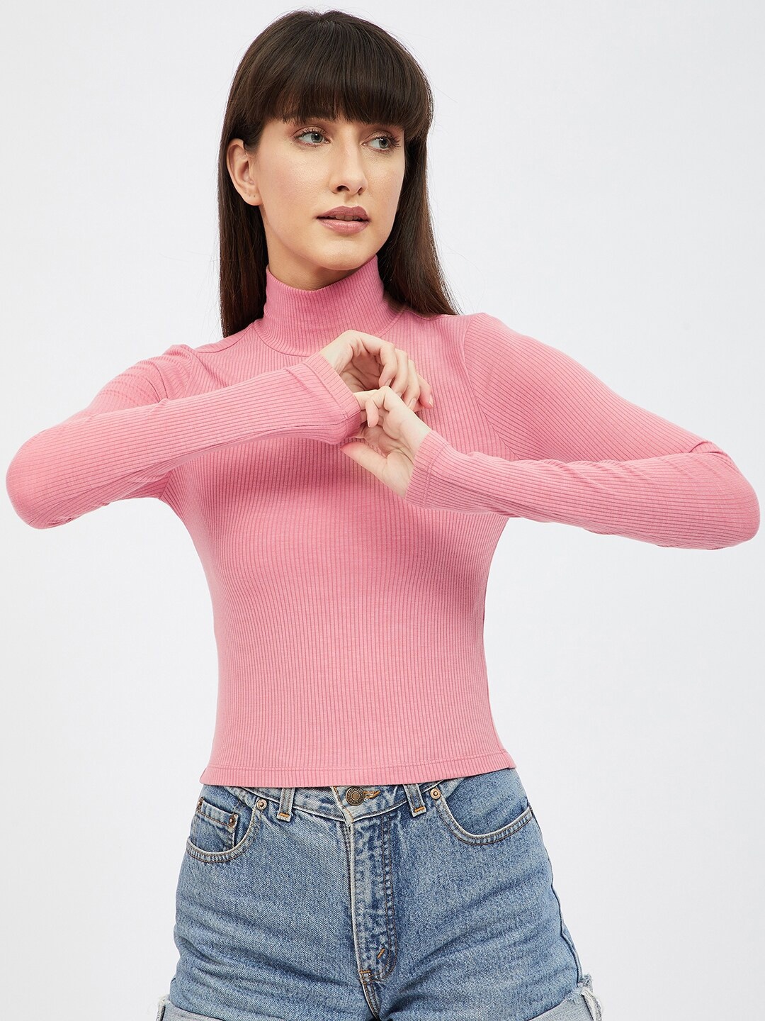 

Harpa Pink Fitted High Neck Top