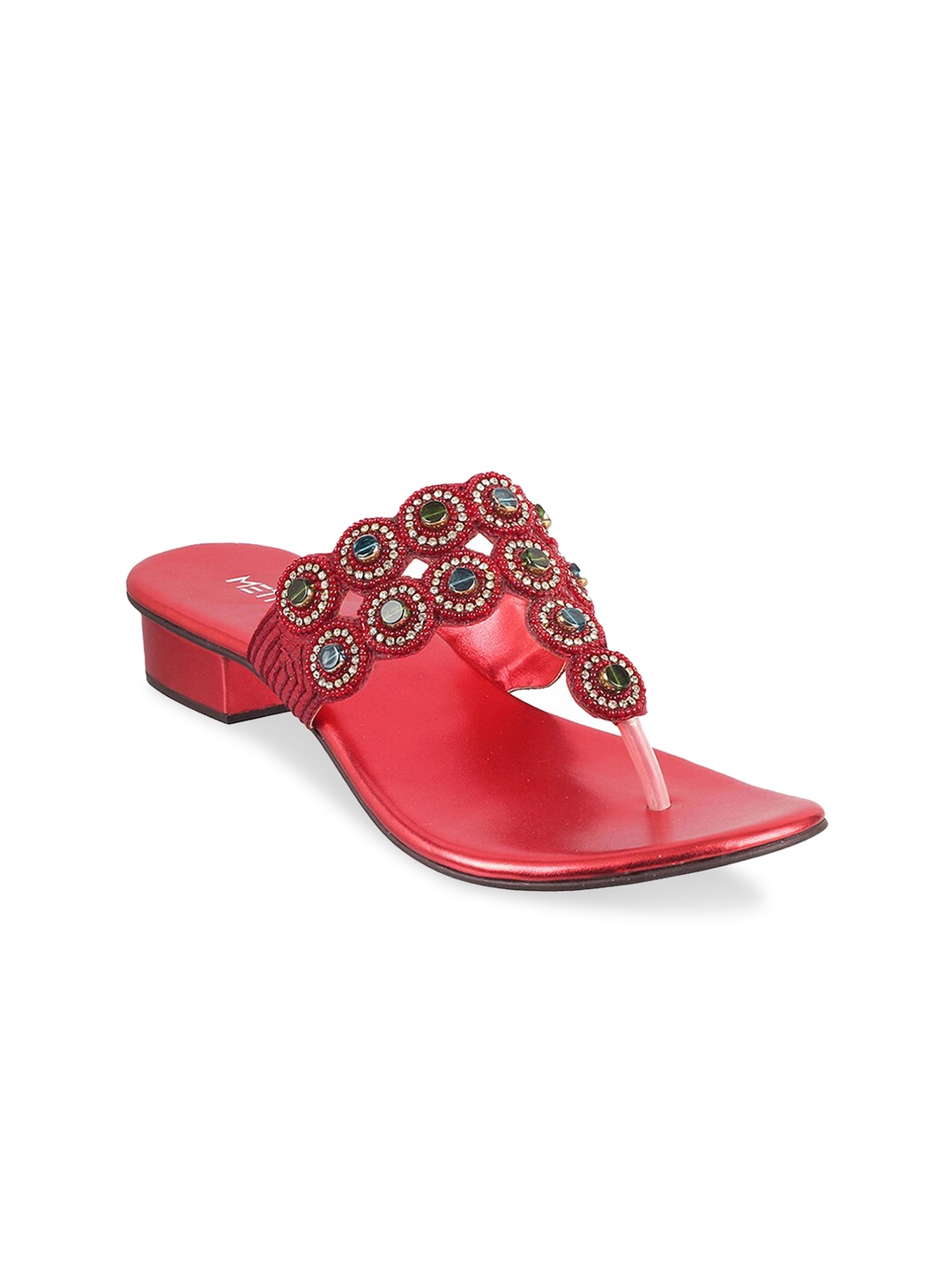 

Metro Women Maroon Embellished Block Mules