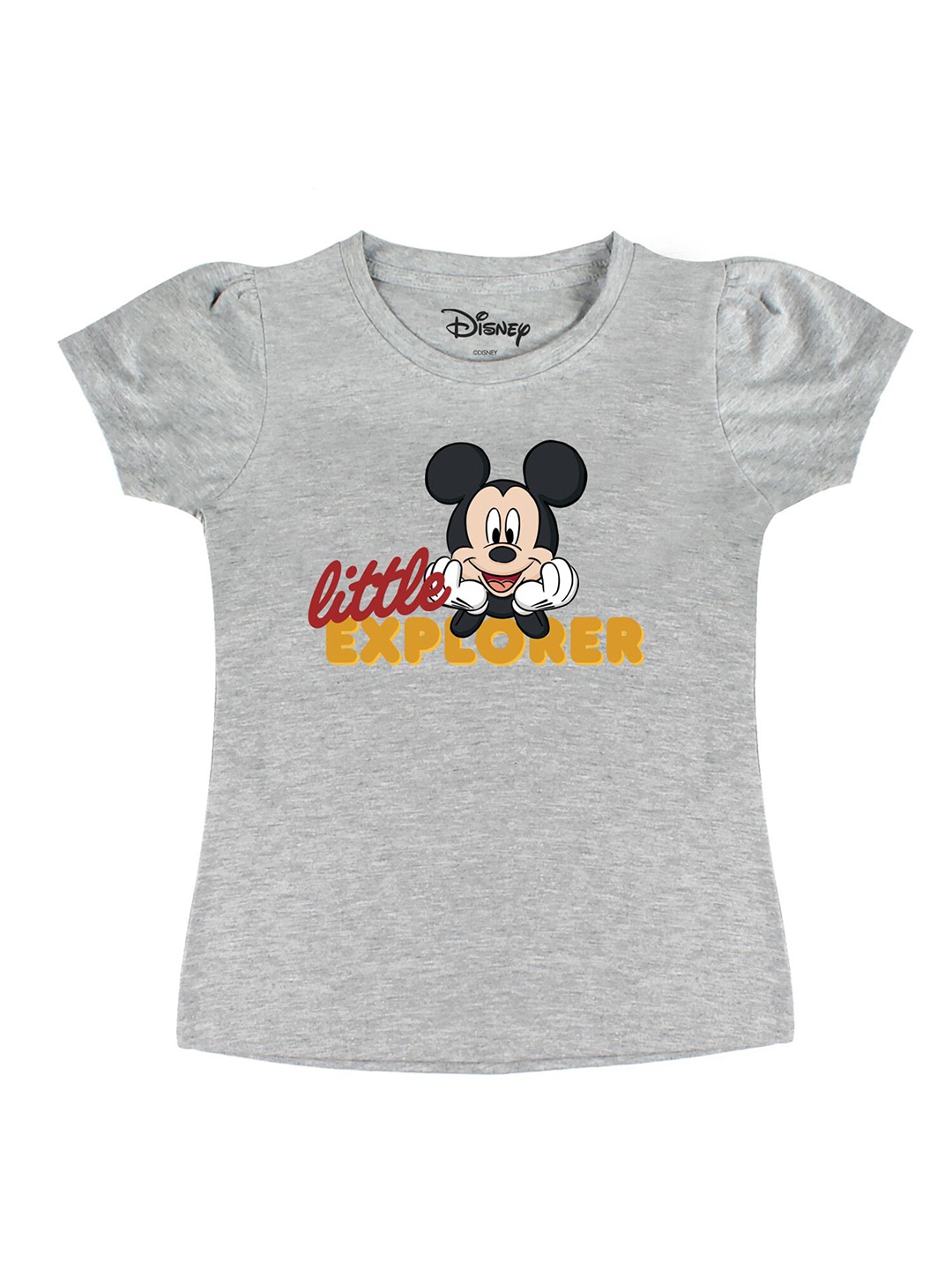 

Disney by Wear Your Mind Girls Grey Printed Pure Cotton T-shirt