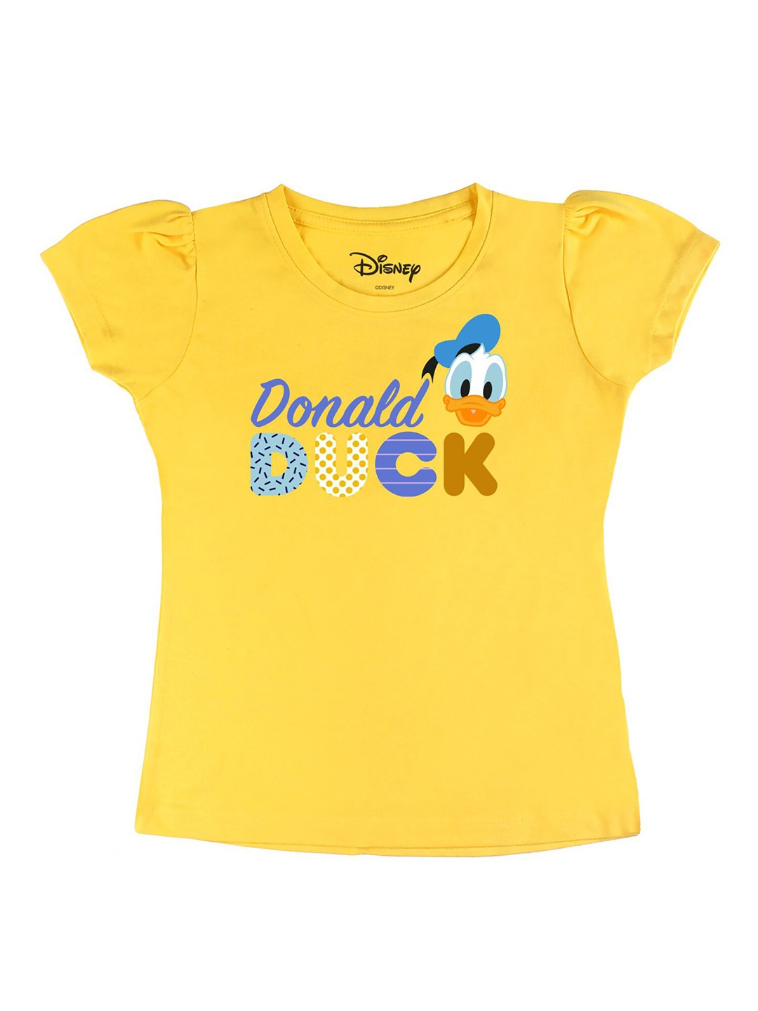 

Disney by Wear Your Mind Girls Yellow Donald Duck Printed T-shirt