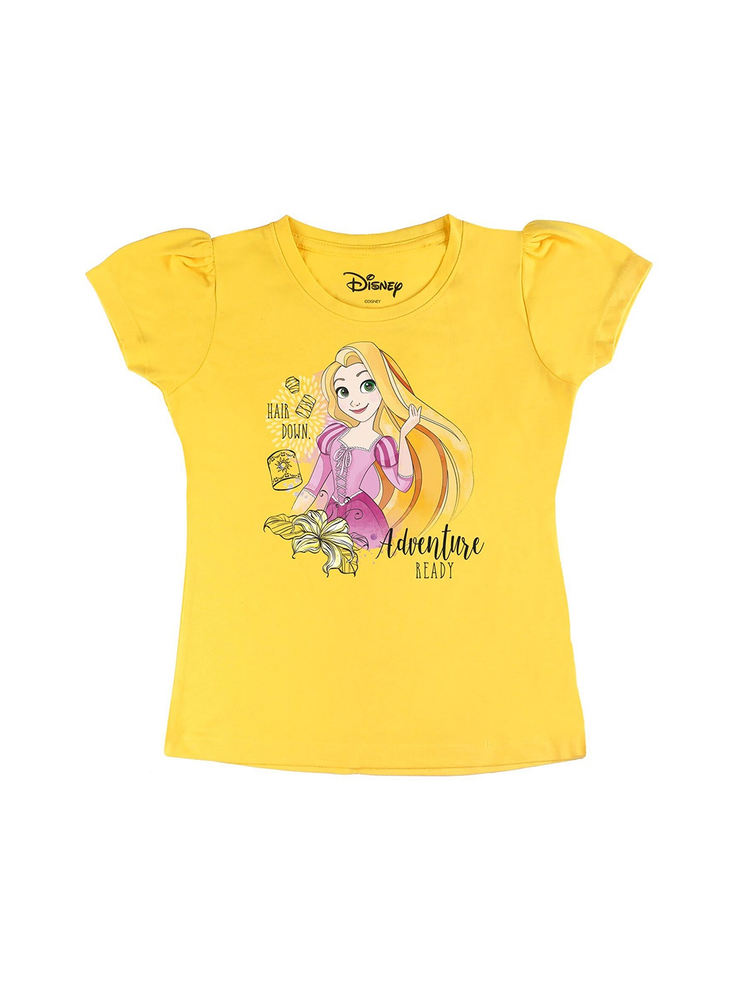 

Disney by Wear Your Mind Girls Yellow & Multicoloured Printed T-shirt