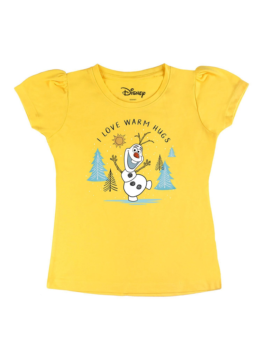 

Disney by Wear Your Mind Girls Yellow Black Printed Pure Cotton T-shirt