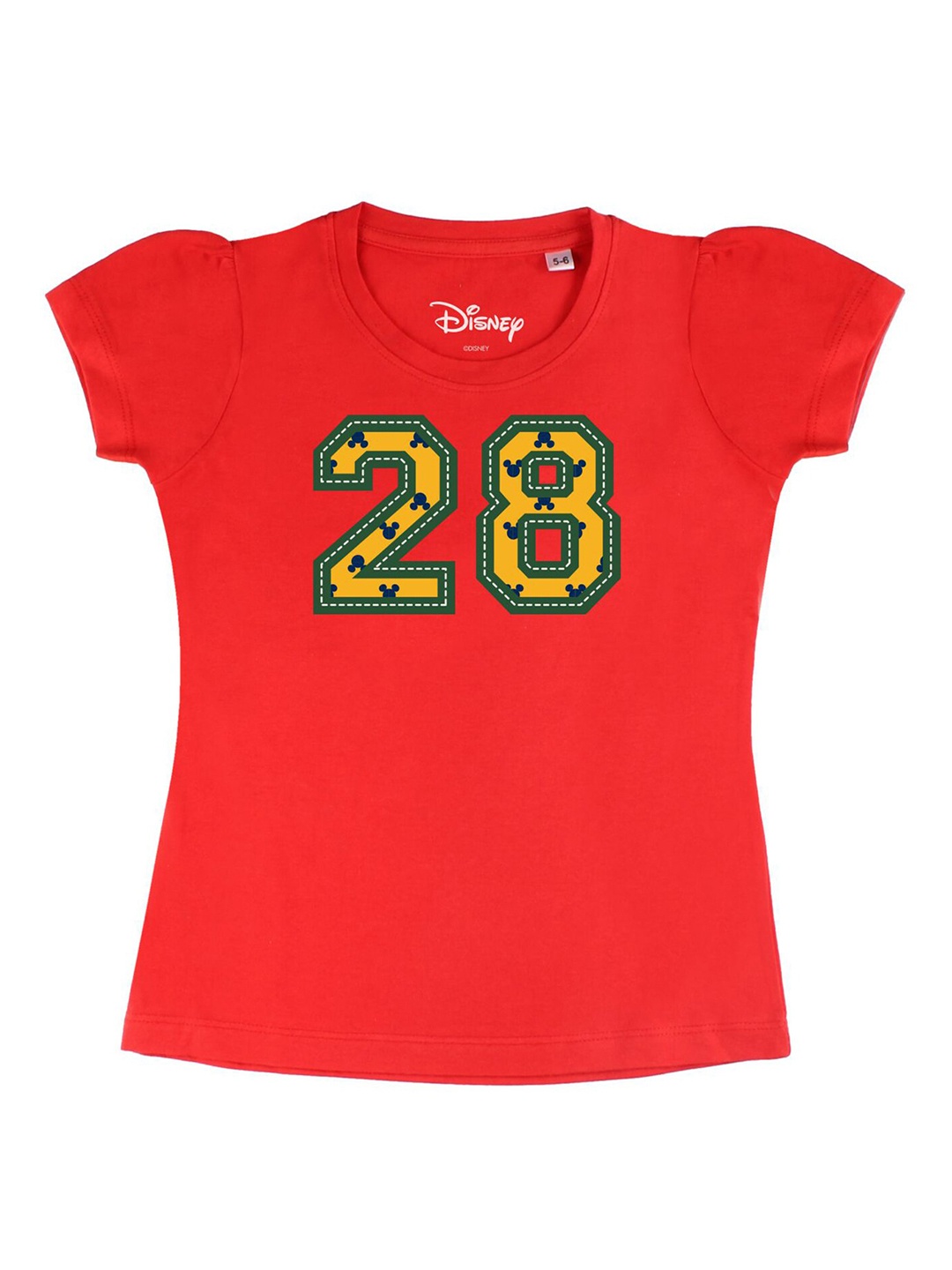 

Disney by Wear Your Mind Girls Red Typography Printed V-Neck T-shirt