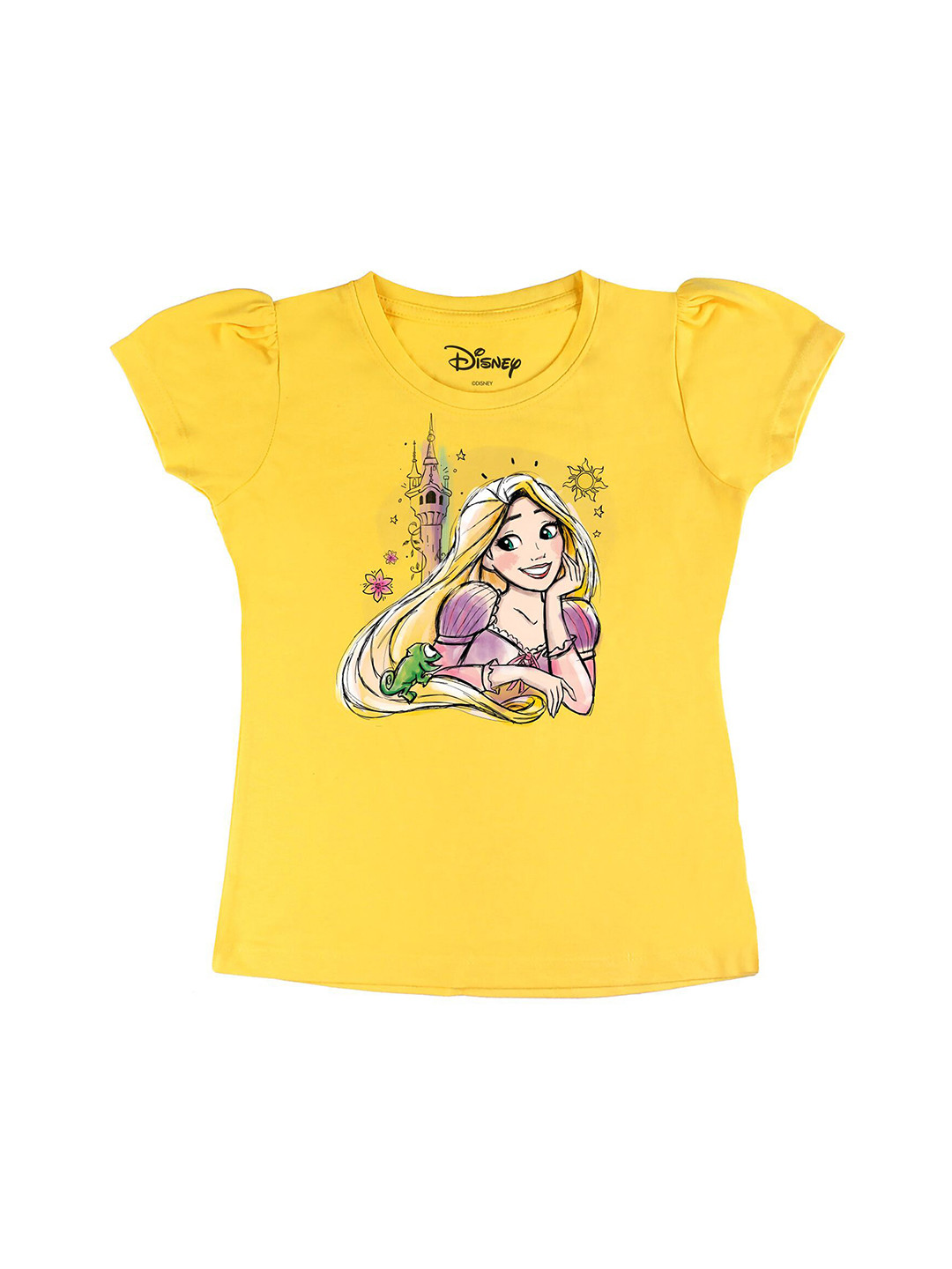 

Disney by Wear Your Mind Girls Yellow Printed V-Neck T-shirt