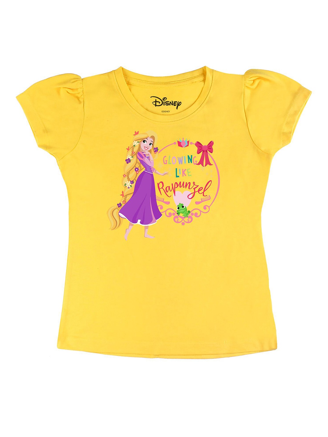

Disney by Wear Your Mind Girls Yellow Printed Extended Sleeves T-shirt