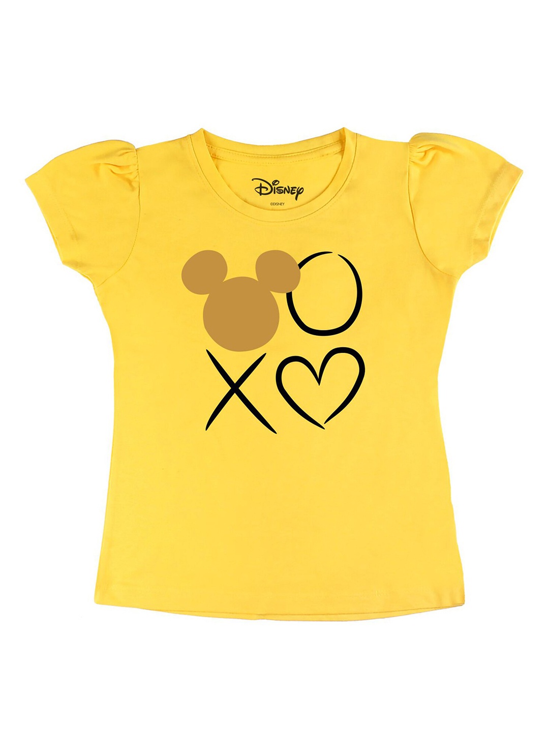 

Disney by Wear Your Mind Girls Yellow Typography Printed T-shirt