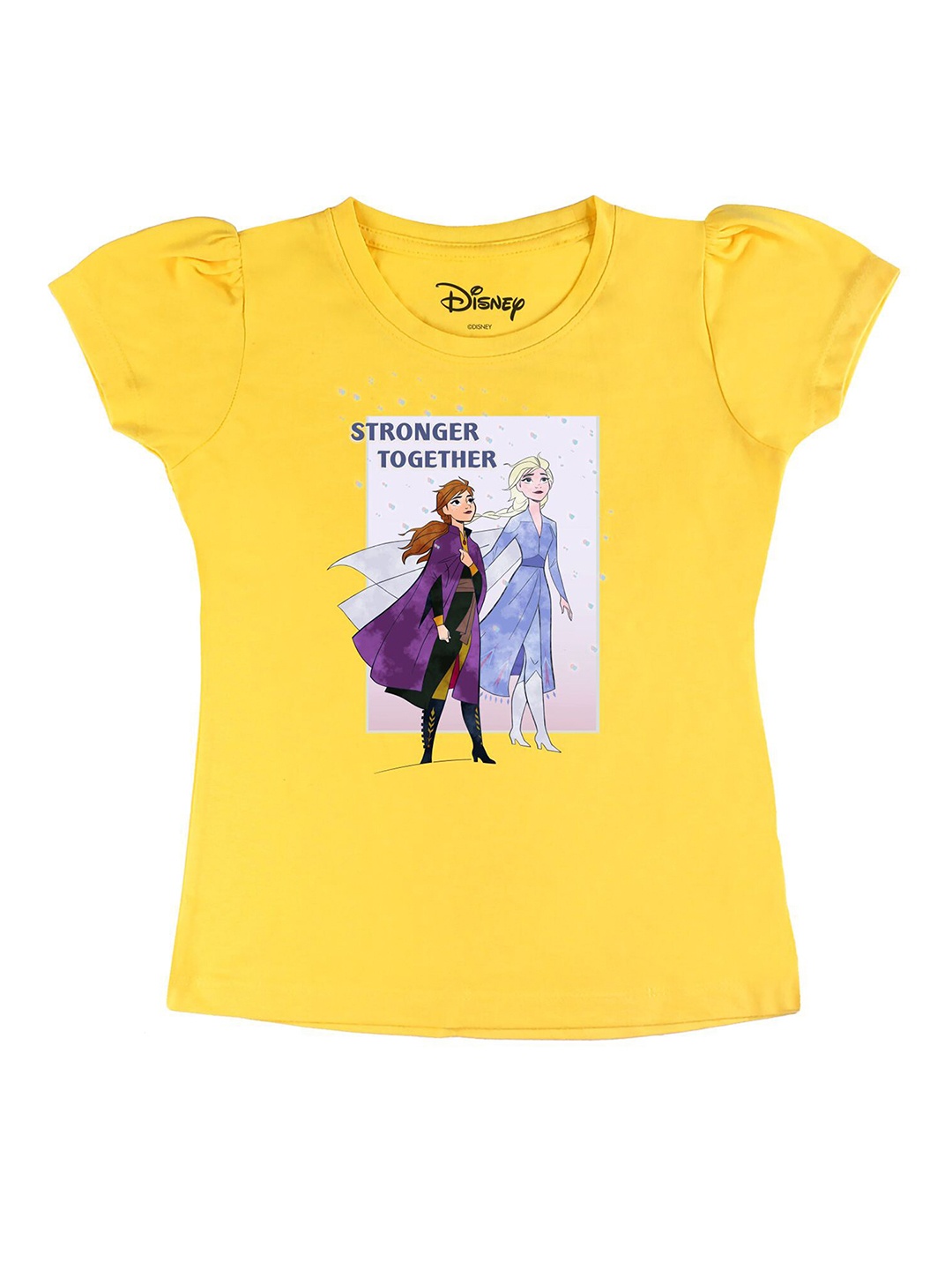 

Disney by Wear Your Mind Girls Yellow Printed T-shirt