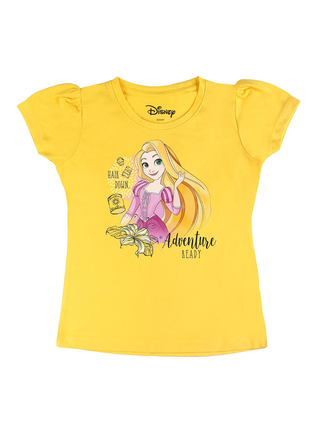 

Disney by Wear Your Mind Girls Yellow Printed Extended Sleeves T-shirt