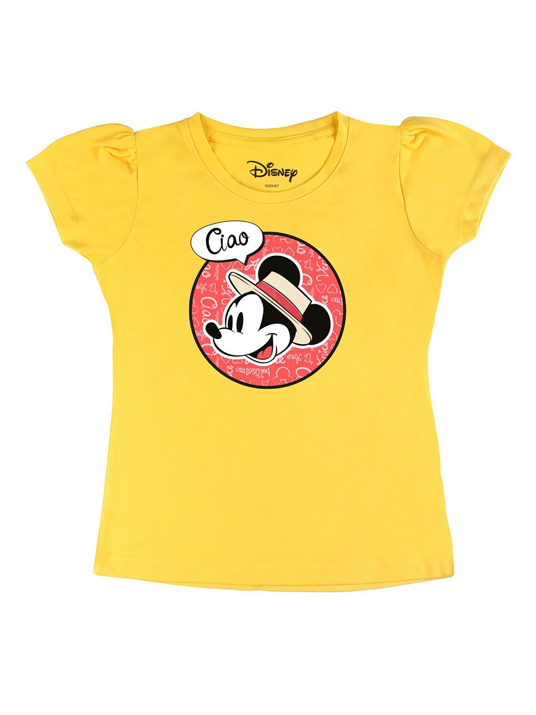 

Disney by Wear Your Mind Girls Yellow Printed T-shirt