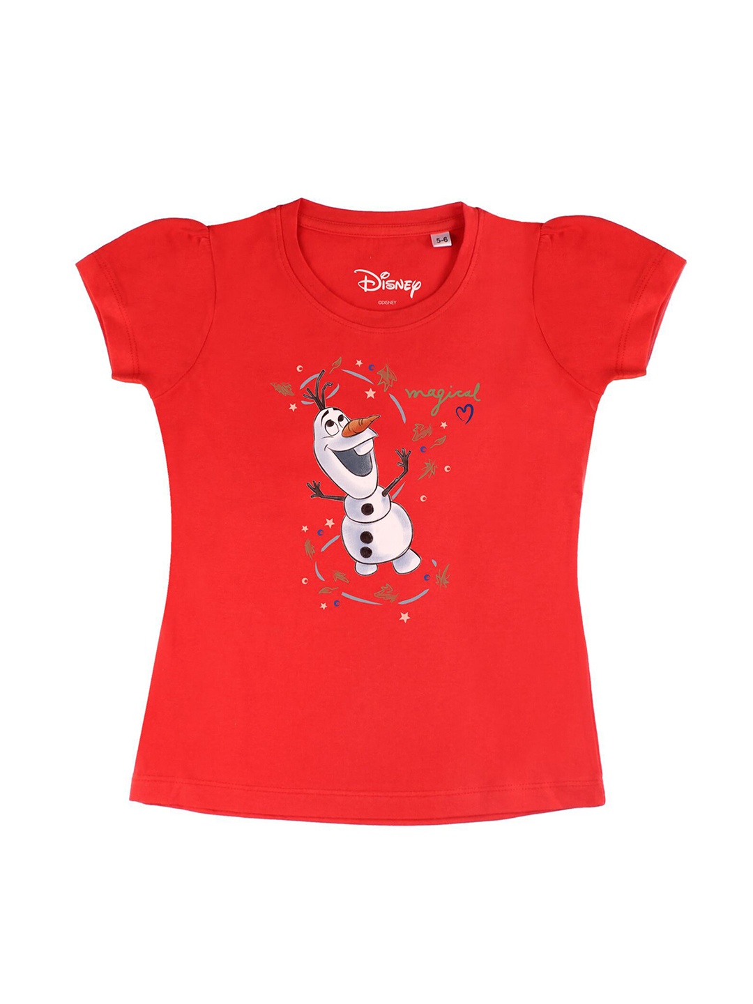 

Disney by Wear Your Mind Girls Red Typography Printed T-shirt