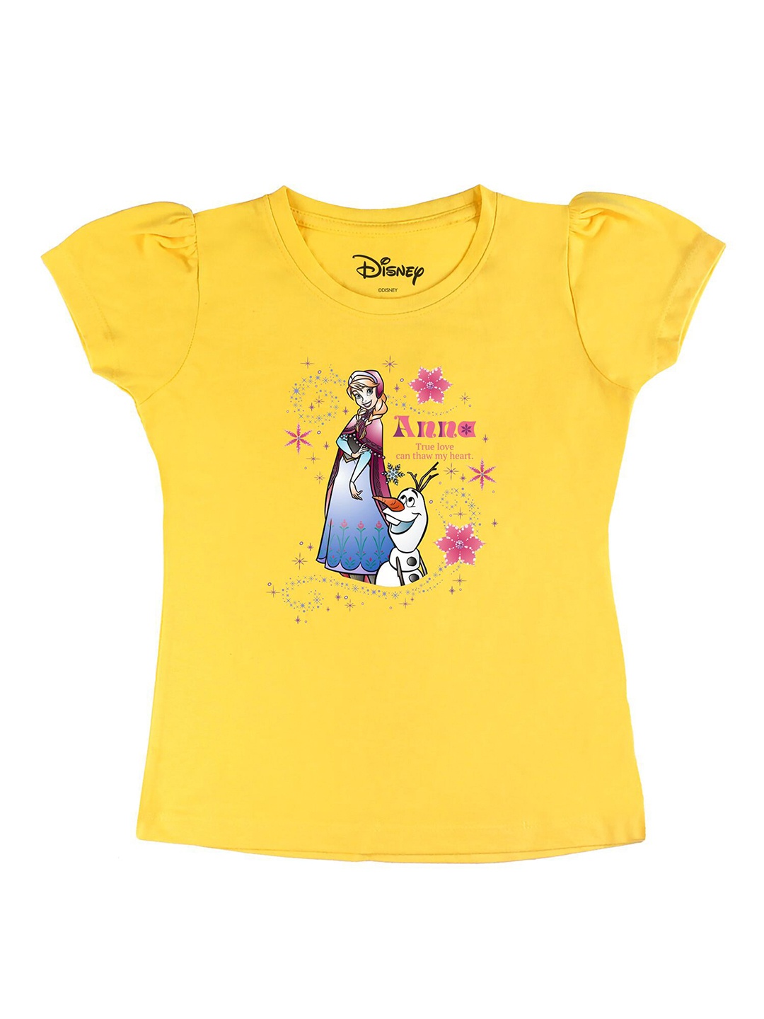 

Disney by Wear Your Mind Girls Yellow Printed T-shirt